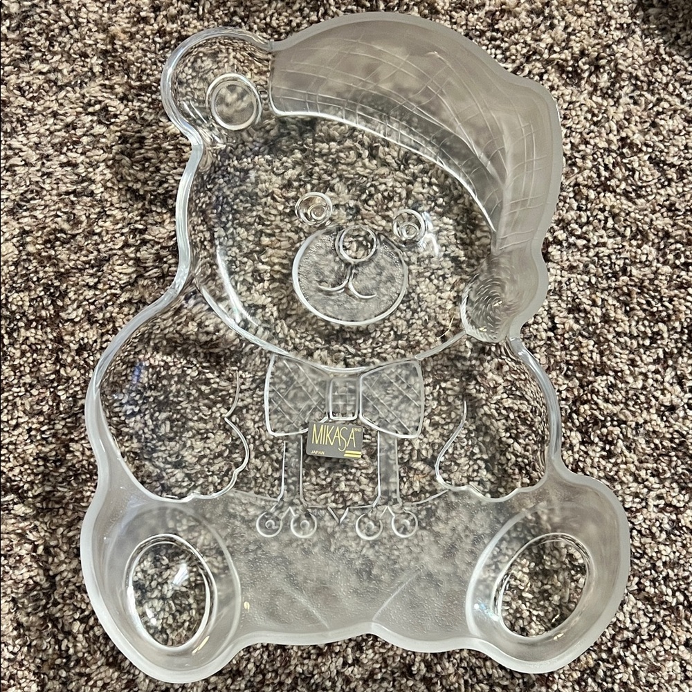 Vintage Mikasa "Holiday Bear" Crystal Serving Platter - Picture 2 of 5